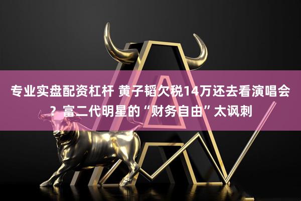 专业实盘配资杠杆 黄子韬欠税14万还去看演唱会？富二代明星的“财务自由”太讽刺